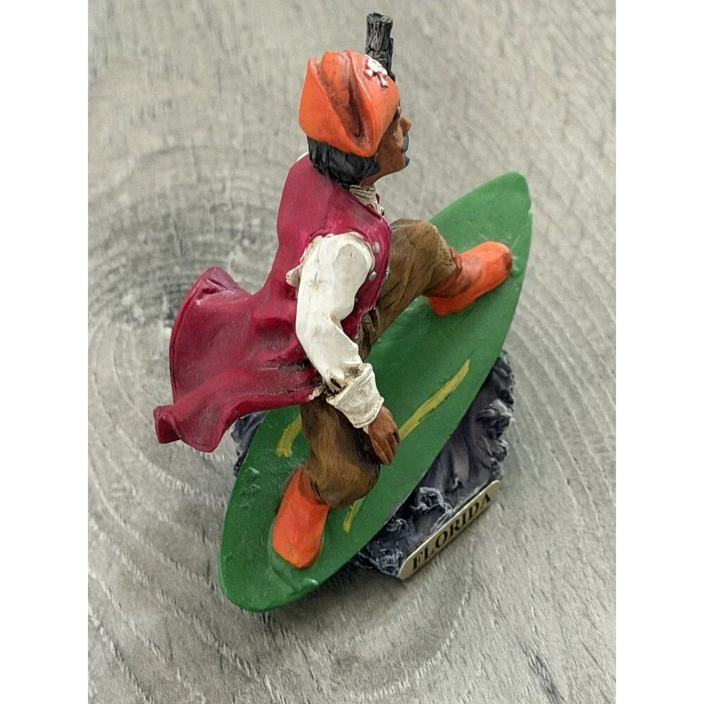 Florida Pirate Surfing Figurine Souvenir Resin Statue 3.75” Tropical Decor